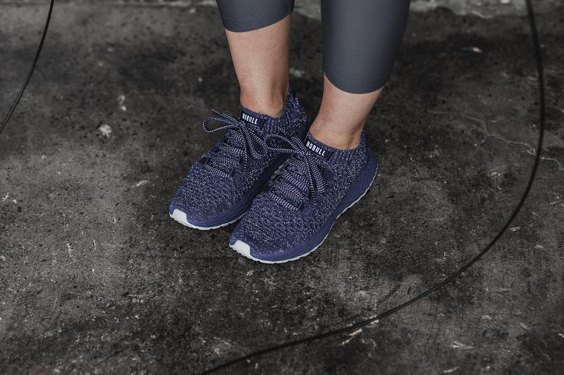 Navy Nobull Reflective Knit Runner Women's Running Shoes | CA V1717R